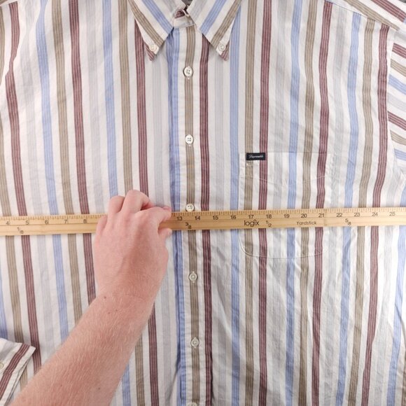 Faconnable Striped Colorful Button-Down 2XL Cotton Long Sleeve Shirt Pocket Mens - Picture 13 of 16